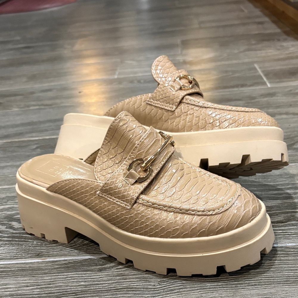 Shu Shop Beige Chunky Loafer Mules
